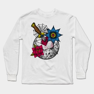 Awesome Dagger In The Heart Graphic Knife Artistic Long Sleeve T-Shirt